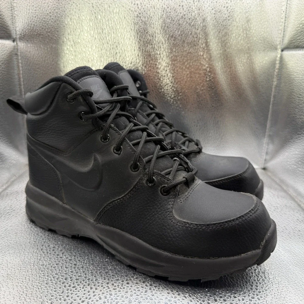 Size 6.5Y Nike Manoa LTR (GS) Mid‎ Black Kids Leather Lace-Up Boots BQ5372-001